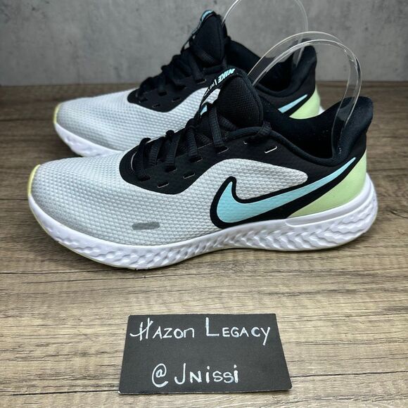 Nike~Women’s~Revolution 5 (BQ3207-900) Light Gray/Aqua Running Shoes~Size 7.5 - Picture 1 of 8